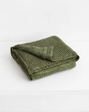 MagicLinen FOREST GREEN WAFFLE THROW / COUCH COVER / BLANKET