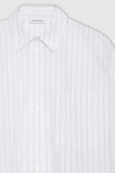 Anine Bing CHRISSY SHIRT - WHITE AND TAUPE STRIPE