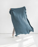 MagicLinen GRAY BLUE WAFFLE THROW / COUCH COVER / BLANKET