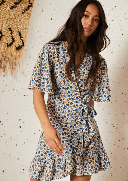 Ghospell Marigold Mini Wrap Dress