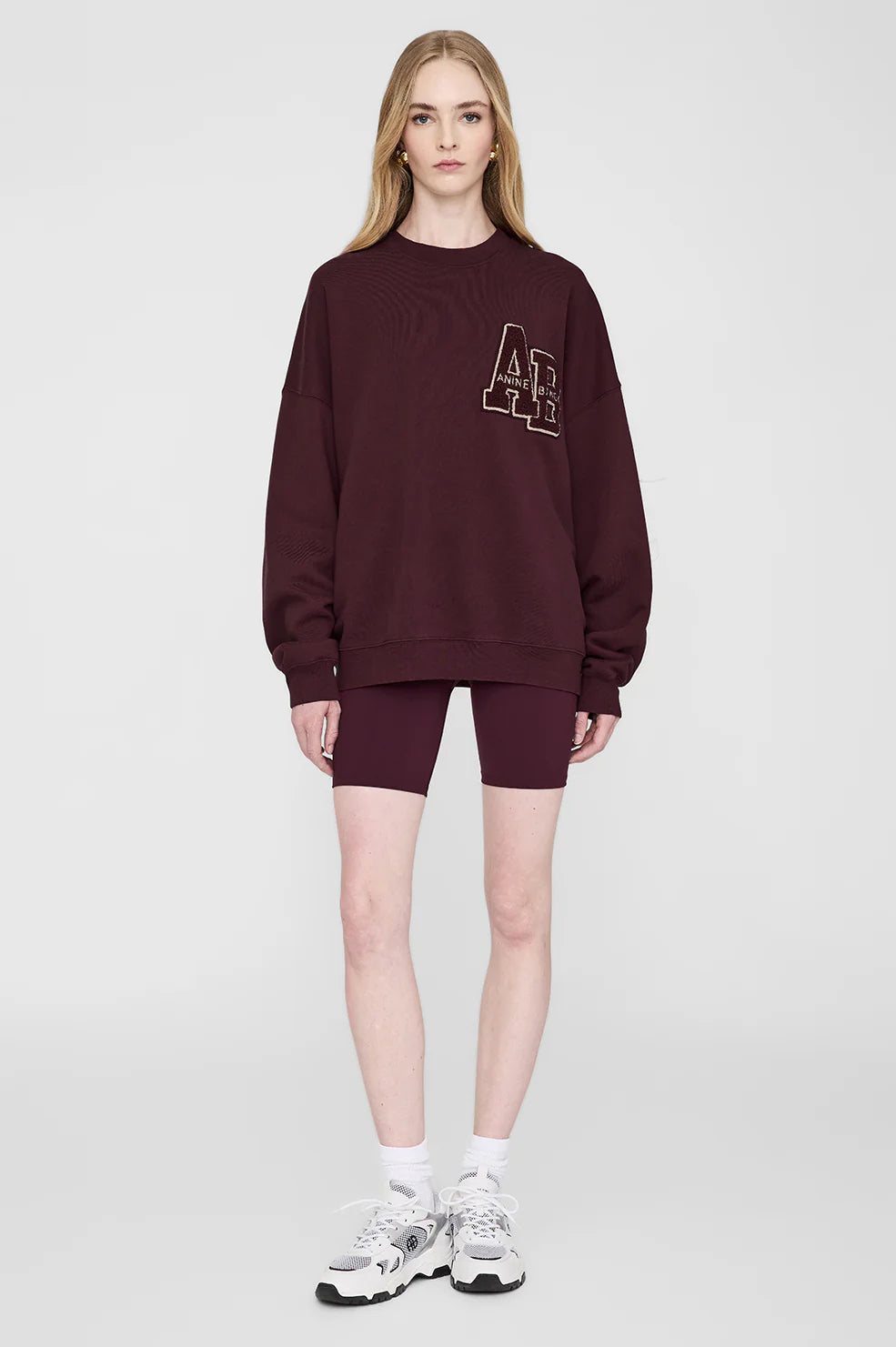 Anine Bing MILES OVERSIZED SWEATSHIRT LETTERMAN - OFF WHITE