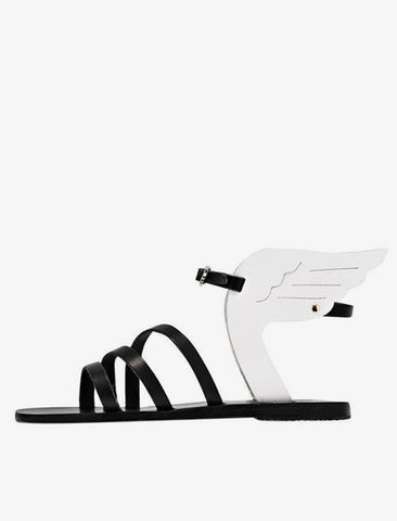 [Ancient Greek Sandals] Ikaria Flat Sandal - Black/White