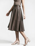 JOA Brown Pleated Midi Skirt