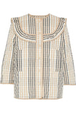 GANNI Ruffle-Trimmed Quilted Checked Cotton-Twill Jacket
