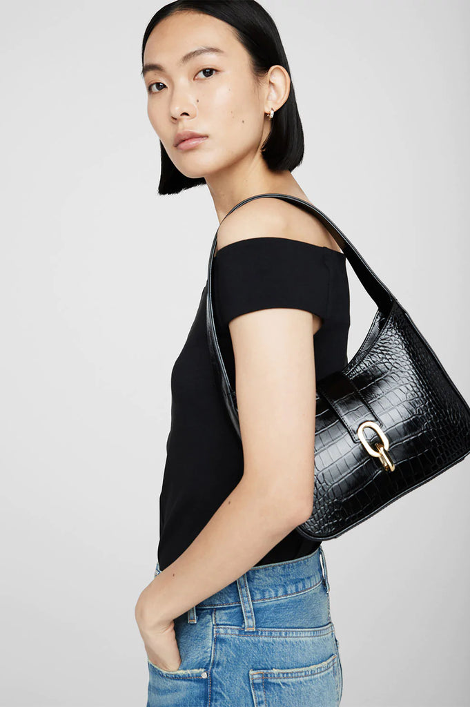 Mini Cleo Bag - High-Shine Black by ANINE BING at ORCHARD MILE