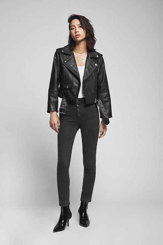 Anine Bing REMY LEATHER JACKET IN BLACK