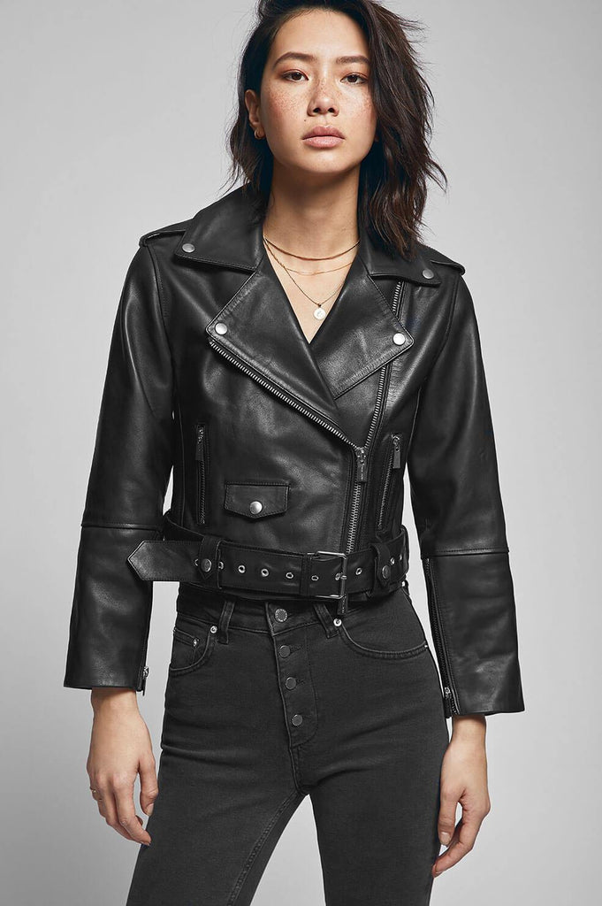 Anine Bing REMY LEATHER JACKET IN BLACK